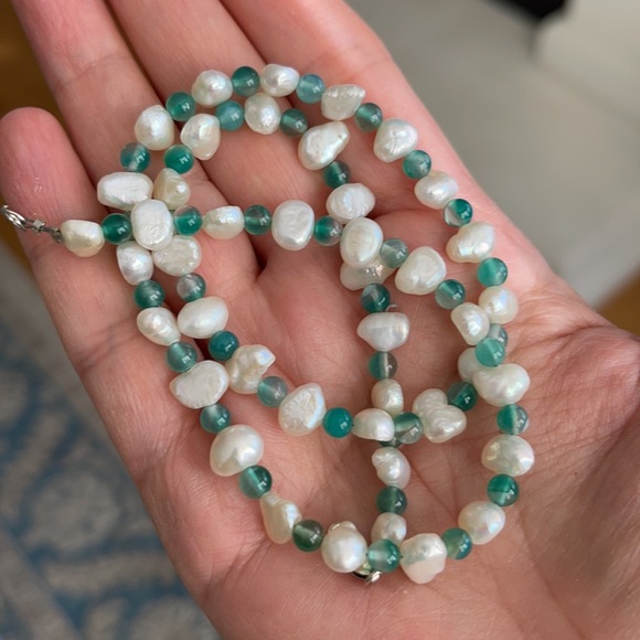 Freshwater cultured pearl 925 silver necklace - Picture 3 of 8